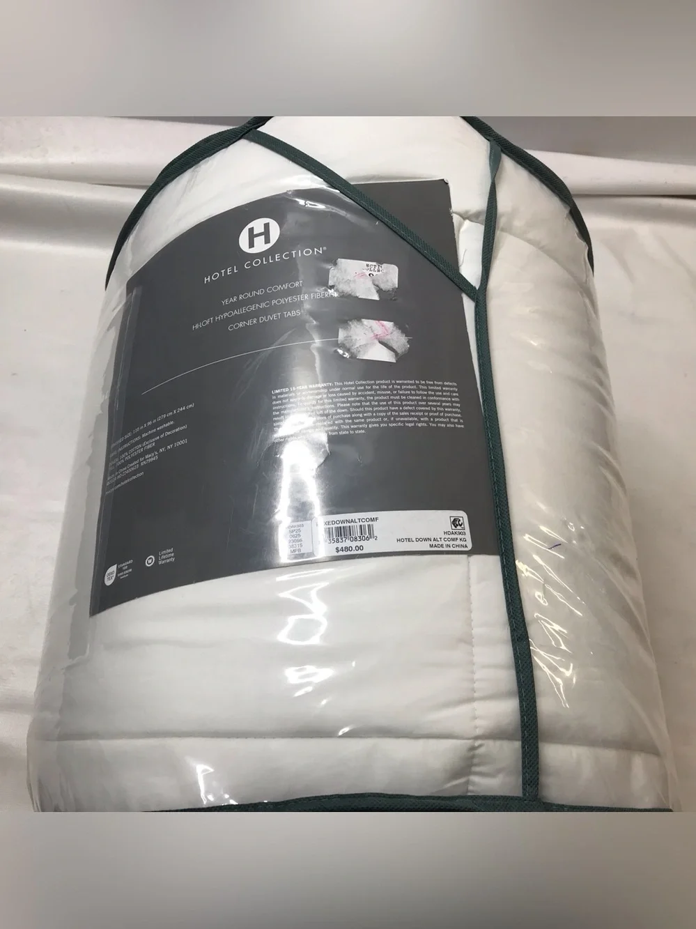 Hotel Collection Luxe Down Alternative Hypoallergenic Comforter King White New